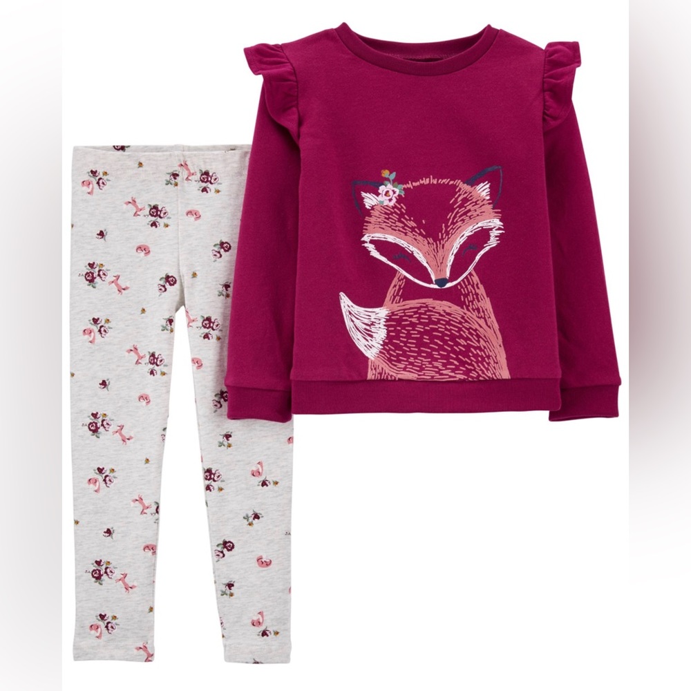 Baby 2-Piece Long-Sleeve Tee & Fox Legging‎ Set 6 Months